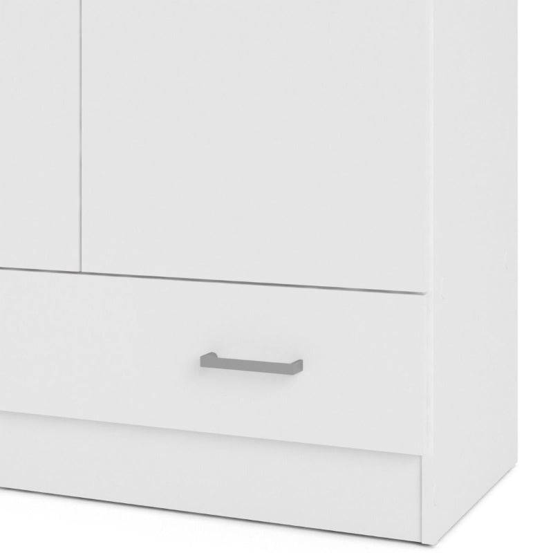 Space White Wardrobe w/ 2 Doors & 1 Drawer 1750 - White Tree Furniture