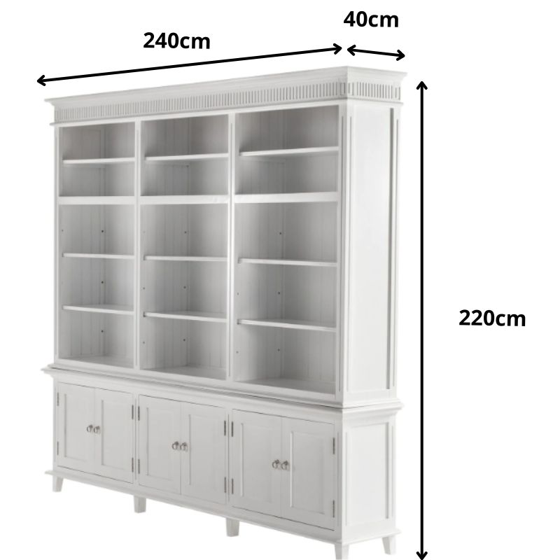NOVASOLO SKANSEN Extra Large White Bookcase with Cupboards CA644