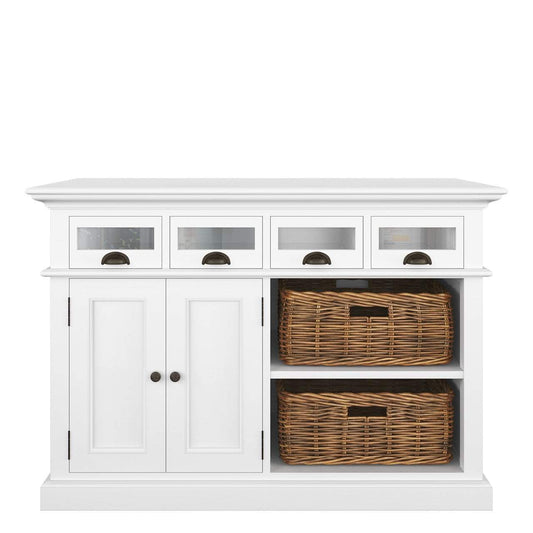 Halifax White Kitchen Sideboard with Baskets B131 - White Tree Furniture