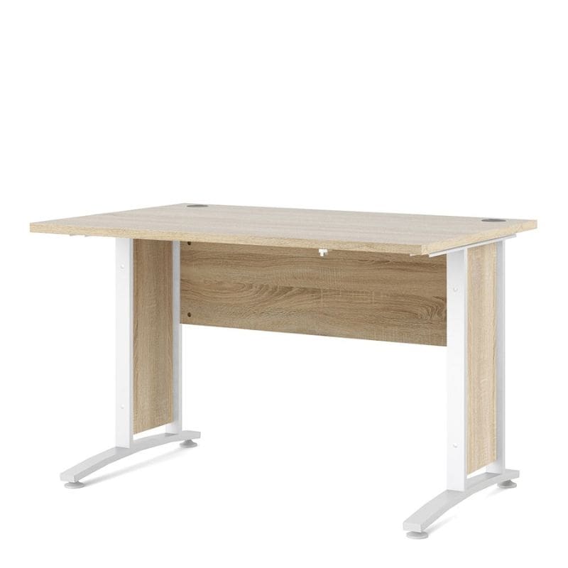 Office Desk 120cm in Oak with White Legs