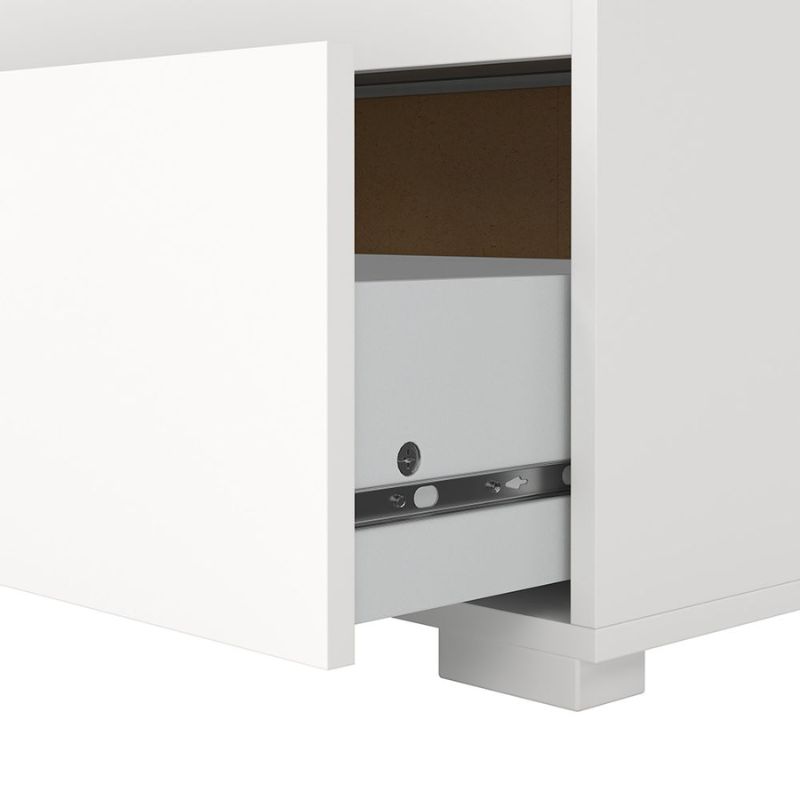 White cabinet with open door revealing a brown interior on a white background