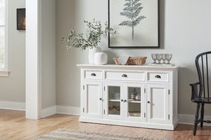 HALIFAX White Kitchen Sideboard Cabinet with Glass Doors B191 - White Tree Furniture