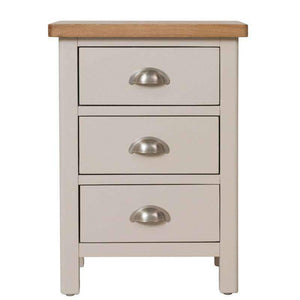 Toulouse Grey Painted Oak 3 Drawer Bedside Cabinet - White Tree Furniture