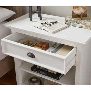 Halifax Grand White Painted Bedside Table with Shelves T764L - White Tree Furniture