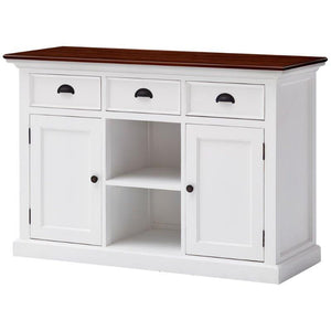 NOVASOLO Halifax Accent Distressed White Sideboard with Rattan Baskets B129TWD - White Tree Furniture