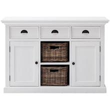 NOVASOLO Halifax White Sideboard Cabinet with 2 Rattan Baskets B129 - White Tree Furniture