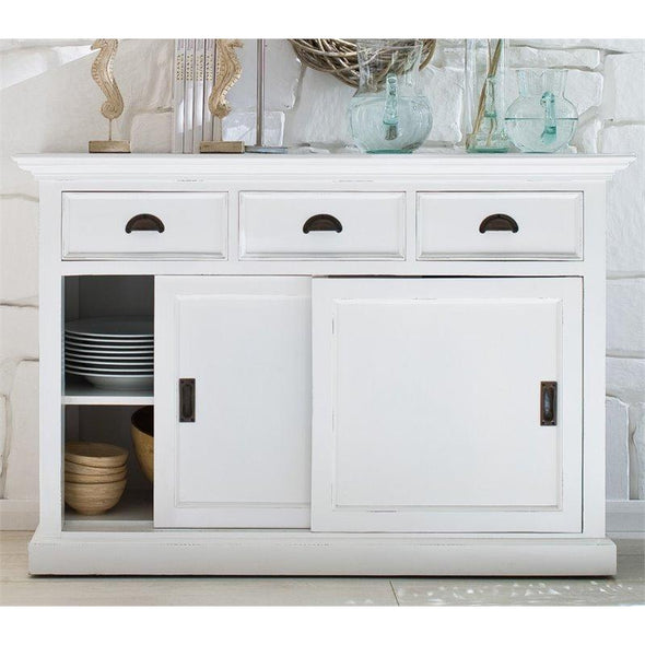 NOVASOLO Halifax White Sideboard Cabinet with Sliding Doors B130 - White Tree Furniture