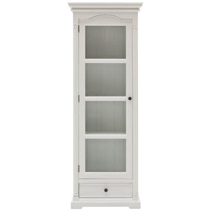 Provence White Painted Glass Cabinet with Low Drawer - White Tree Furniture