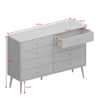 Softline Off White Wide Chest of Drawers 4+4 - White Tree Furniture