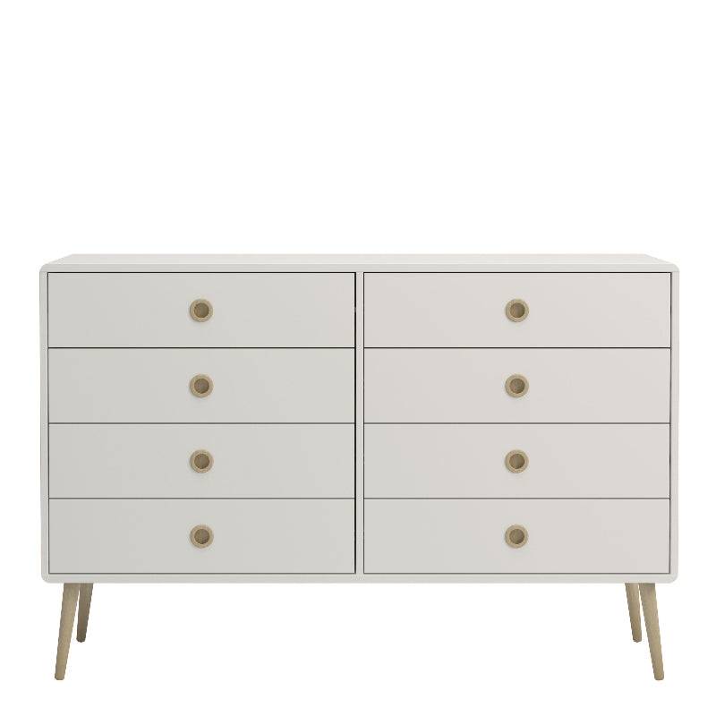 Softline Off White Wide Chest of Drawers 4+4 - White Tree Furniture