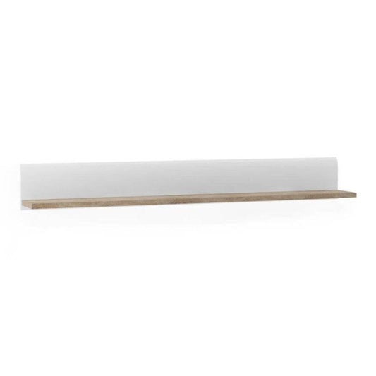 Chelsea Wall Shelf in White w/ Truffle Oak Trim - White Tree Furniture
