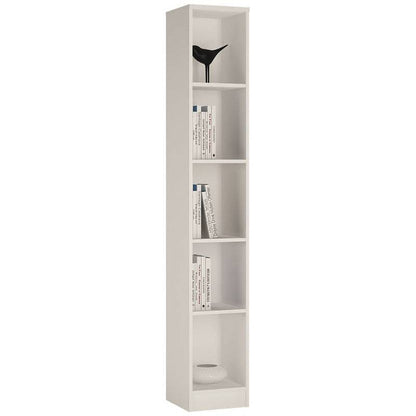 4YOU Tall Narrow Pearl White Bookcase - White Tree Furniture