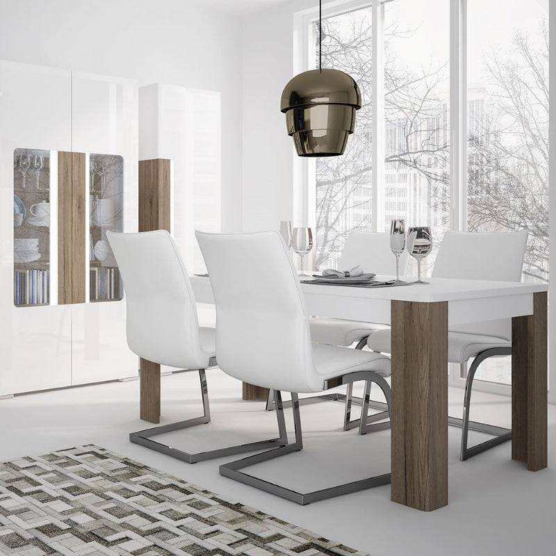 Toronto White & San Remo Oak Dining Table 160cm - White Tree Furniture