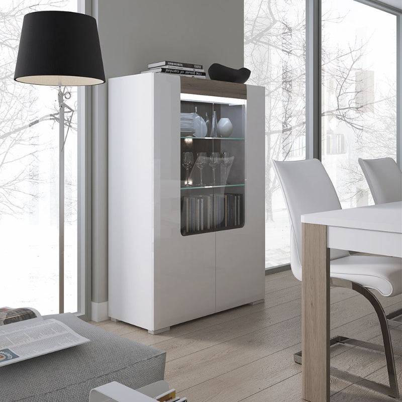 Toronto Low Glazed Display Cabinet (inc. Plexi Lighting) - White Tree Furniture