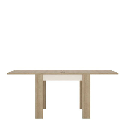 Lyon Small Extending Dining Table in Oak / White High Gloss - White Tree Furniture