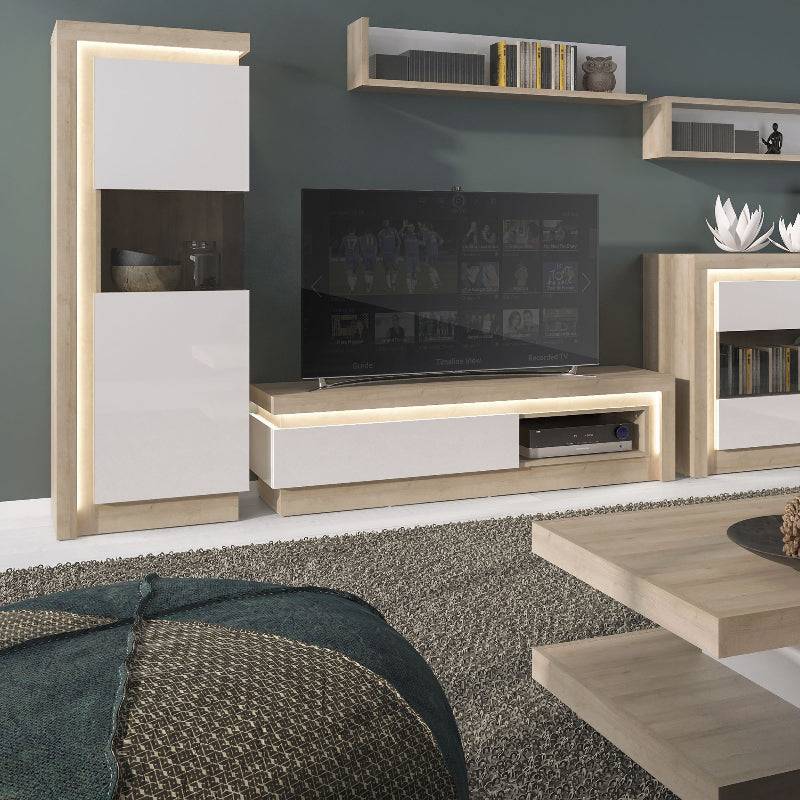 Lyon 120cm Wall Shelf in Riviera Oak / White - White Tree Furniture
