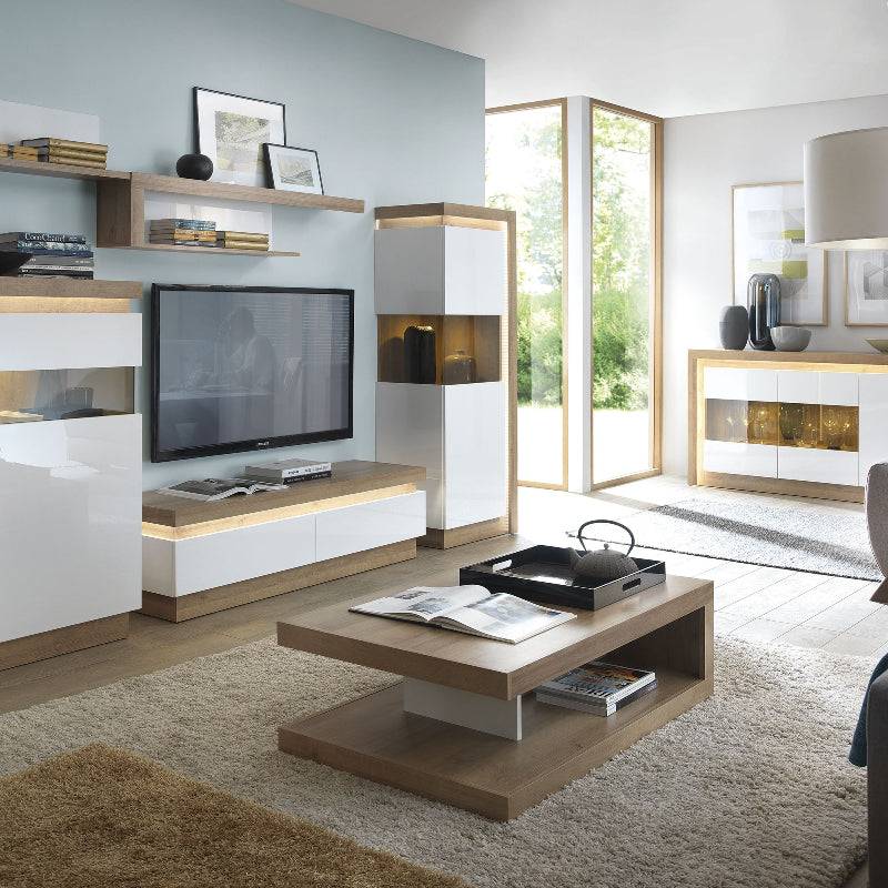 Lyon 120cm Wall Shelf in Riviera Oak / White - White Tree Furniture