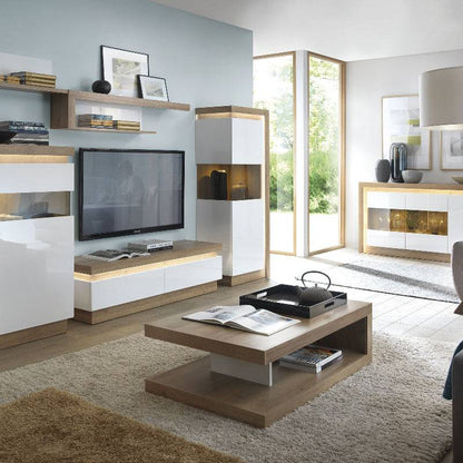 Lyon 120cm Wall Shelf in Riviera Oak / White - White Tree Furniture