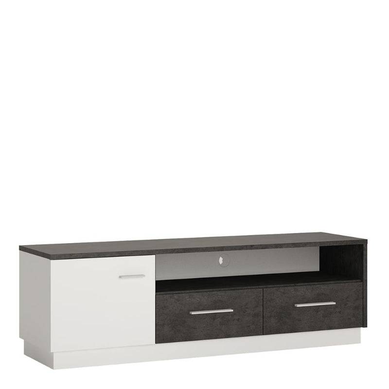 Zingaro White & Black Wide TV Cabinet - White Tree Furniture