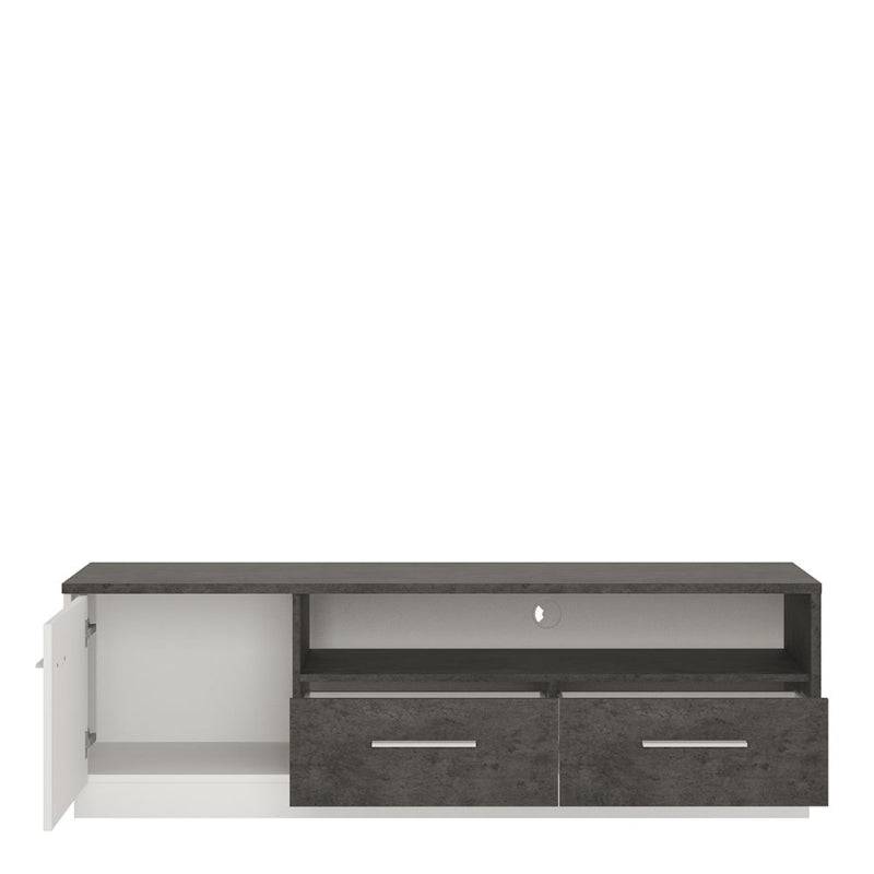 Zingaro White & Black Wide TV Cabinet - White Tree Furniture