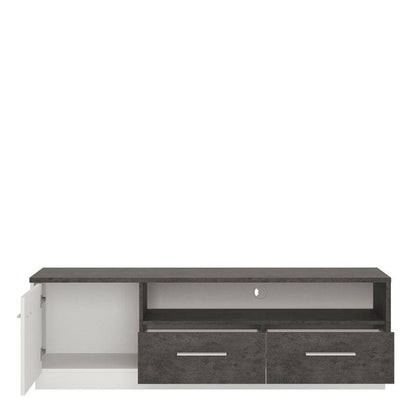Zingaro White & Black Wide TV Cabinet - White Tree Furniture