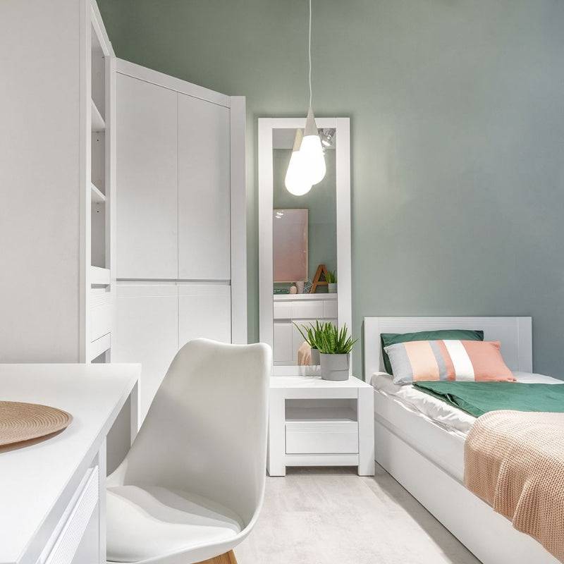 Novi Alpine White Bedside Table with 1 Drawer - White Tree Furniture