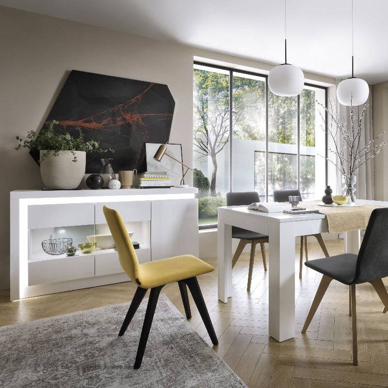 Lyon Large Extending Dining Table in White & High Gloss - White Tree Furniture