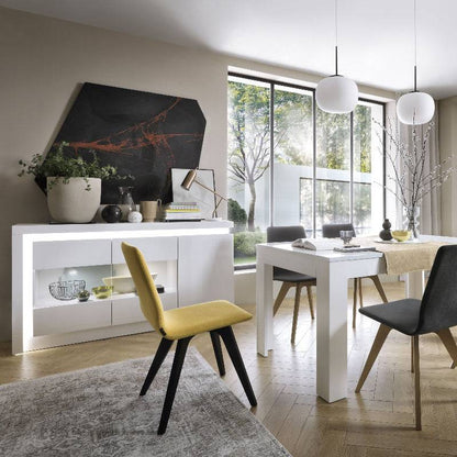 Lyon Large Extending Dining Table in White & High Gloss - White Tree Furniture