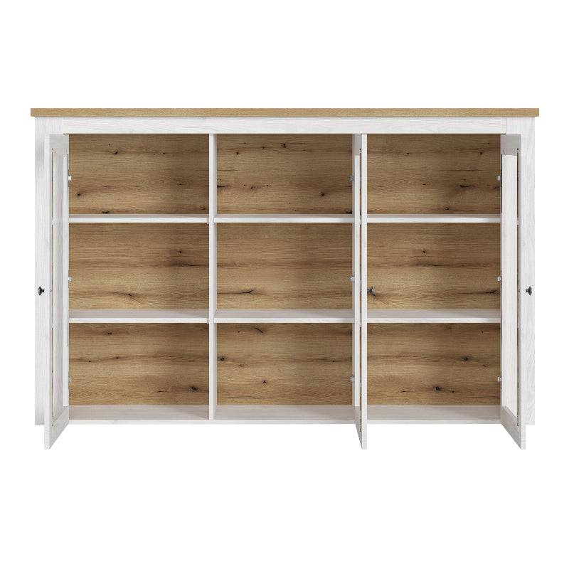 Celesto 3 Door Display Top Unit in White & Oak - White Tree Furniture