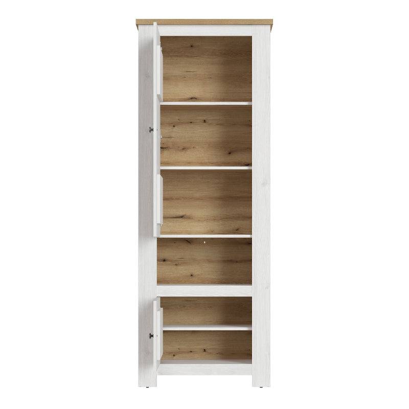 Celesto Tall Narrow 2 Door Cabinet in White and Oak - White Tree Furniture