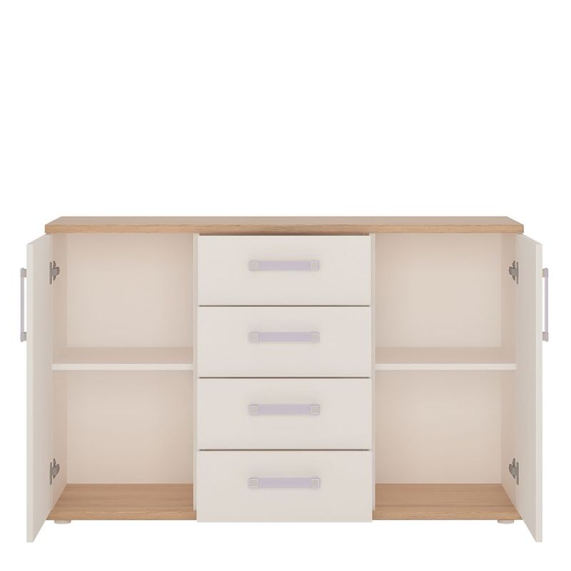 4KIDS High Gloss White & Light Oak Sideboard - White Tree Furniture