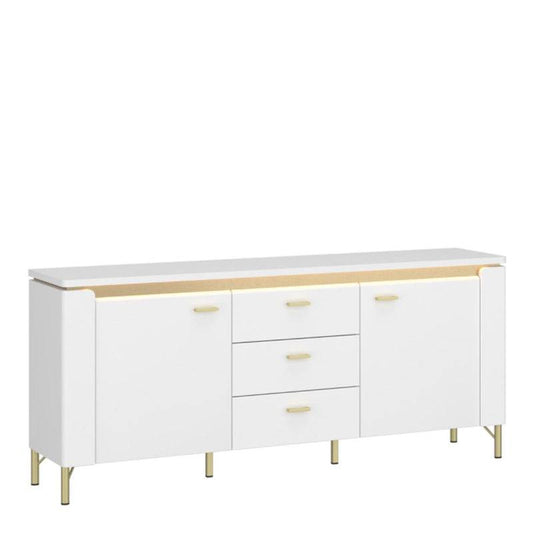 Lazio TV Cabinet w/ 3 Drawers in Alpine White / White Gloss - White Tree Furniture