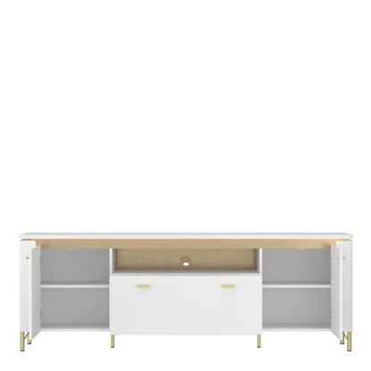 Lazio TV Cabinet w/ 2 Doors in Alpine White / White Gloss - White Tree Furniture