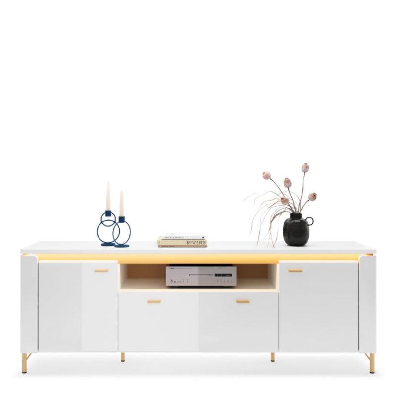 Lazio TV Cabinet w/ 2 Doors in Alpine White / White Gloss - White Tree Furniture