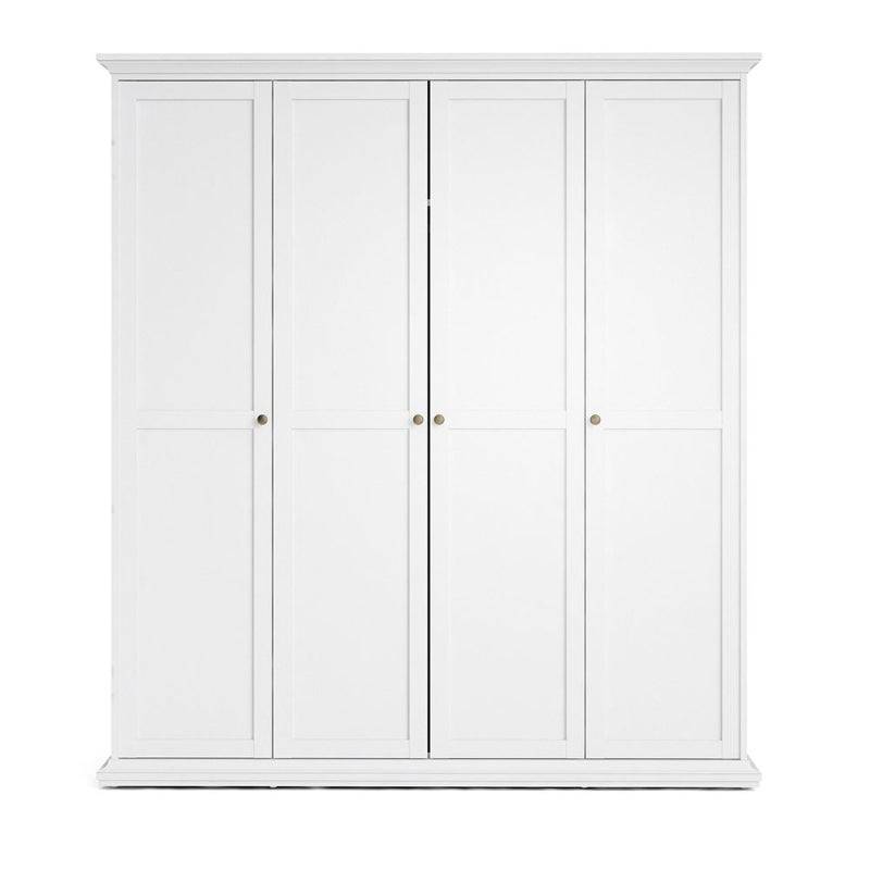Paris White Wardrobe w/ 4 Doors - White Tree Furniture
