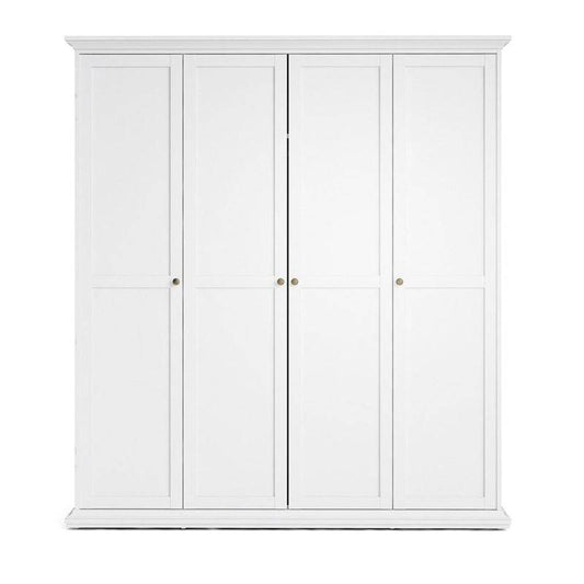 Paris White Wardrobe w/ 4 Doors - White Tree Furniture