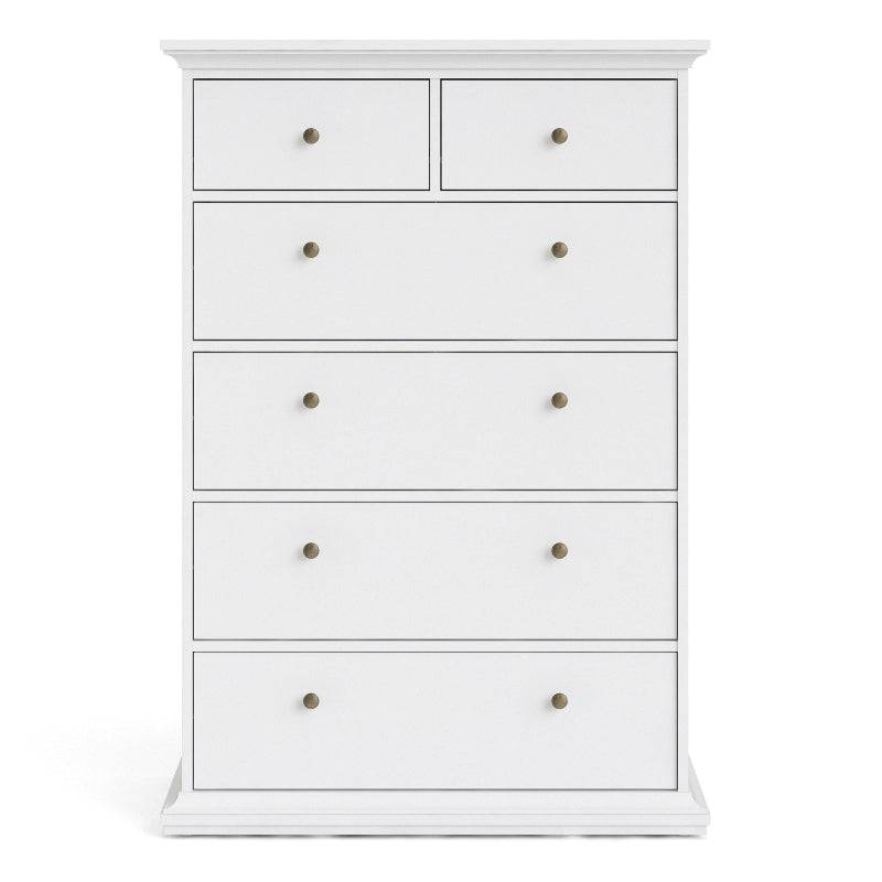 Paris White Chest of 6 Drawers - White Tree Furniture
