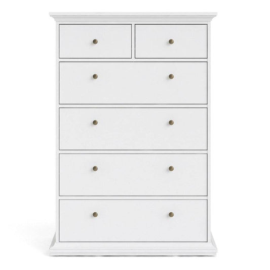 Paris White Chest of 6 Drawers - White Tree Furniture