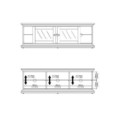 Paris White Wide TV Unit w/ 2 Doors & 1 Shelf - White Tree Furniture