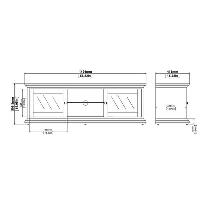Paris White Wide TV Unit w/ 2 Doors & 1 Shelf - White Tree Furniture