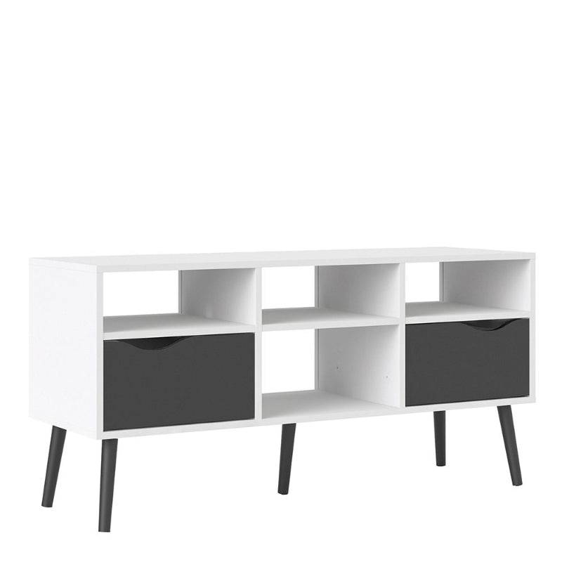 Oslo Wide TV Unit in White & Black Matt - White Tree Furniture
