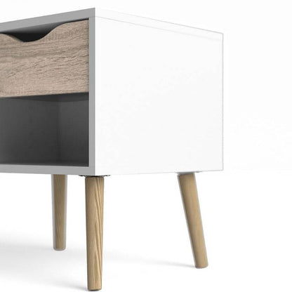 Oslo White & Oak Bedside Table - White Tree Furniture