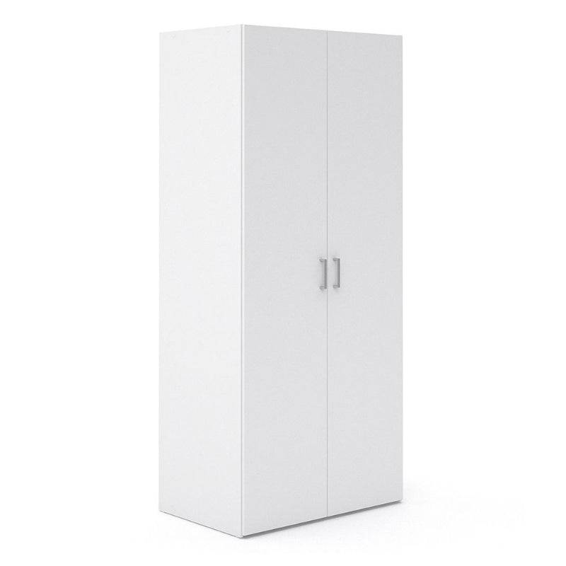 SPACE WHITE SET - Bedside + Drawer Chest + Double Wardrobe - White Tree Furniture