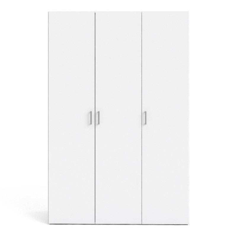Space White Wardrobe w/ 3 Doors 1750 - White Tree Furniture