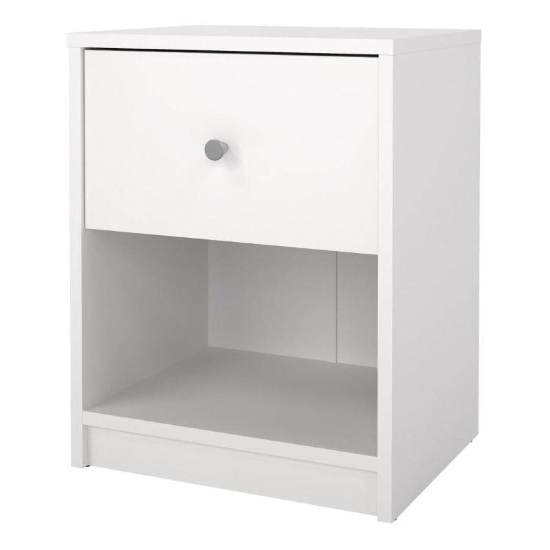 May White Bedside Table w/ 1 Drawer - White Tree Furniture