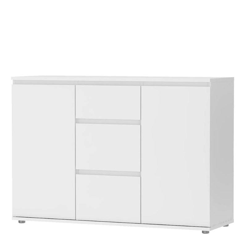 Nova White Sideboard w/ 3 Drawers & 2 Doors - White Tree Furniture