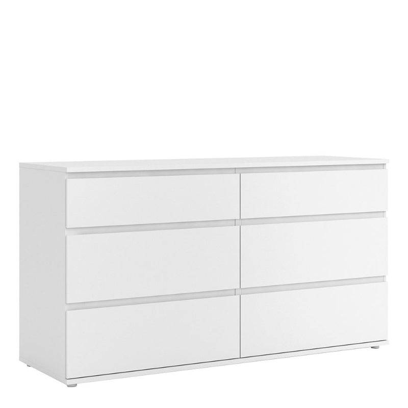 Nova White Wide Chest of 6 Drawers - White Tree Furniture