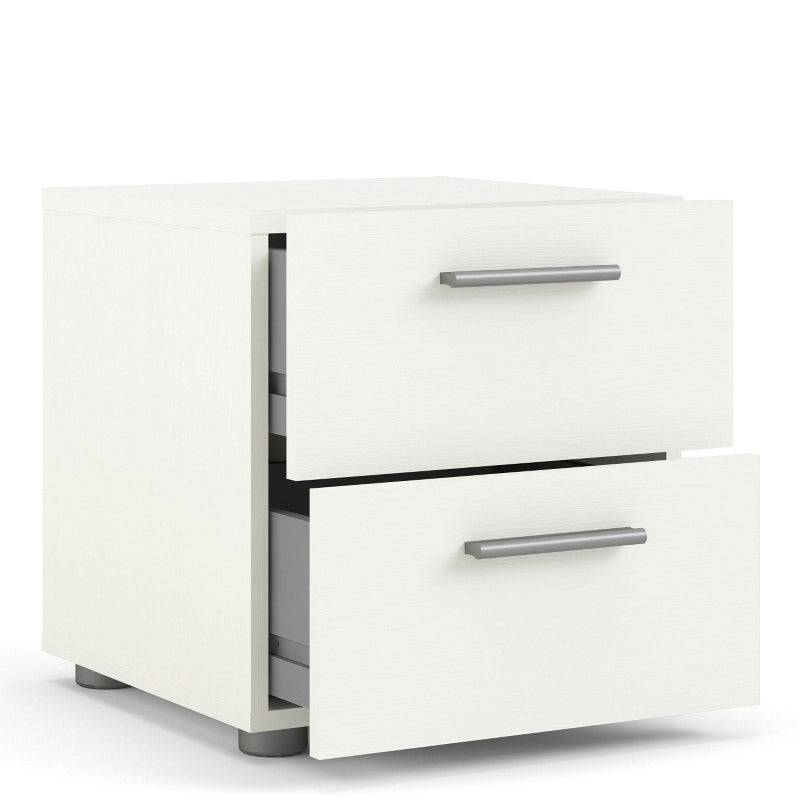 Pepe White Woodgrain Bedside Table w/ 2 Drawers - White Tree Furniture