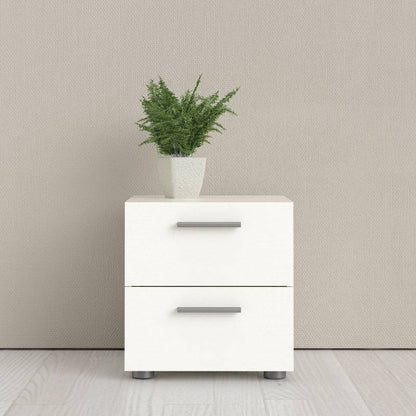 Pepe White Woodgrain Bedside Table w/ 2 Drawers - White Tree Furniture