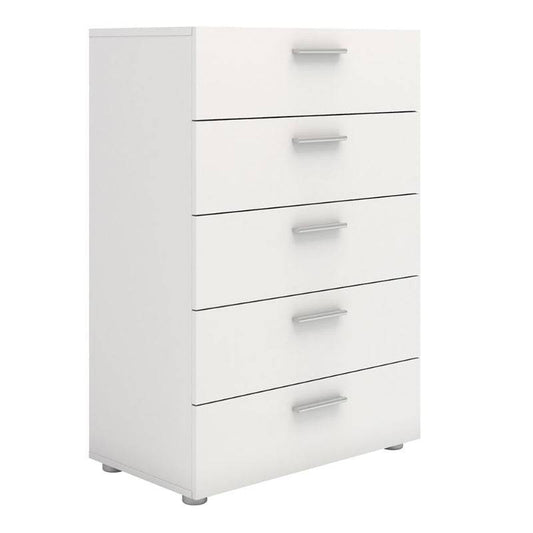 Pepe White Chest of 5 Drawers - White Tree Furniture
